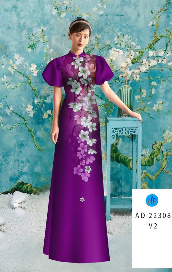 Vải Áo Dài Hoa In 3D AD 22308 7